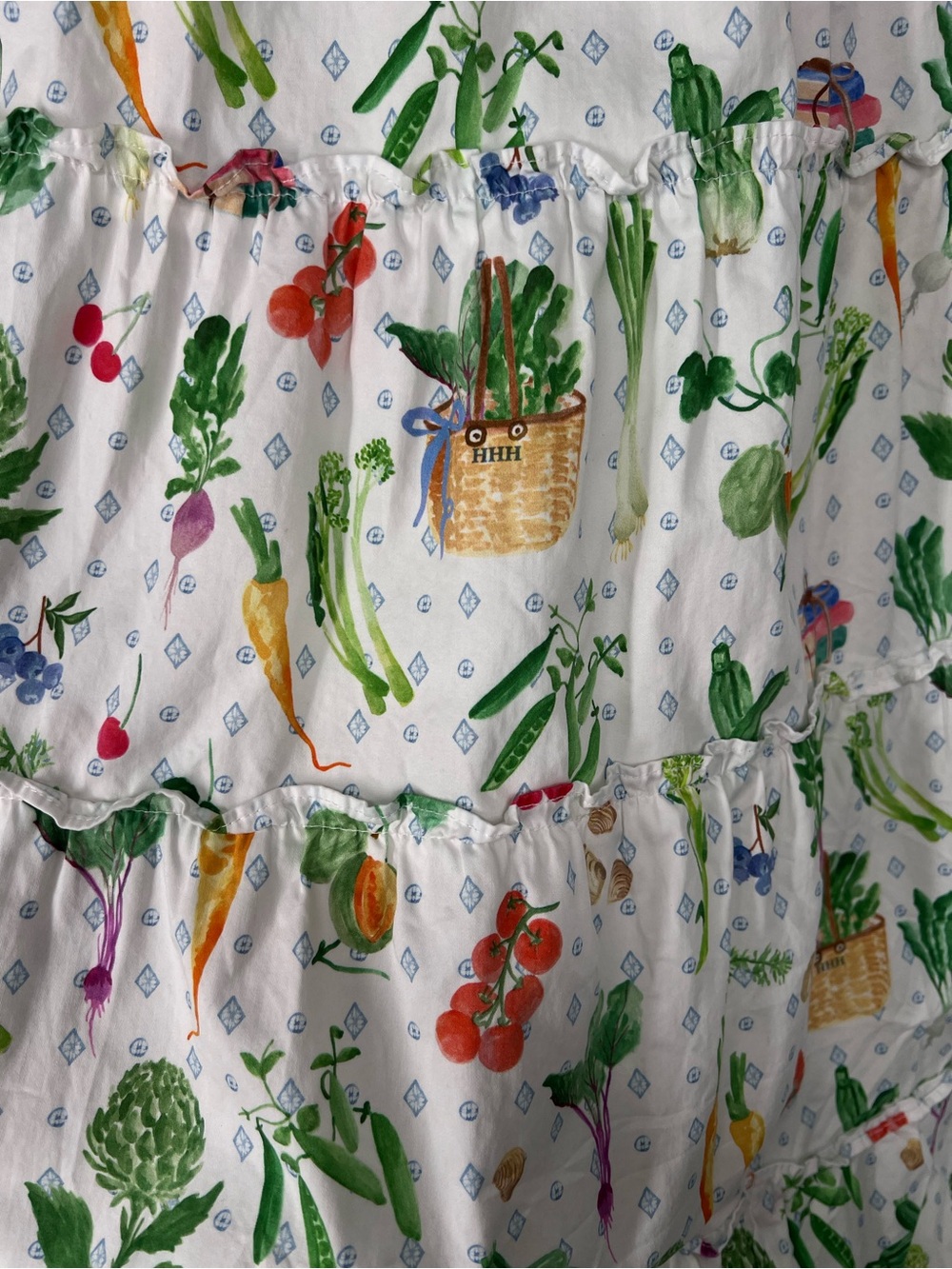 Hill House White Colorful Floral Vegetable Garden Smocked Ruffle Midi Sundress M - Picture 7 of 12